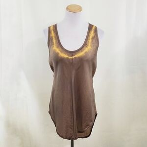 Gregory Parkinson brown silk tank top tie dyed Women's size small A